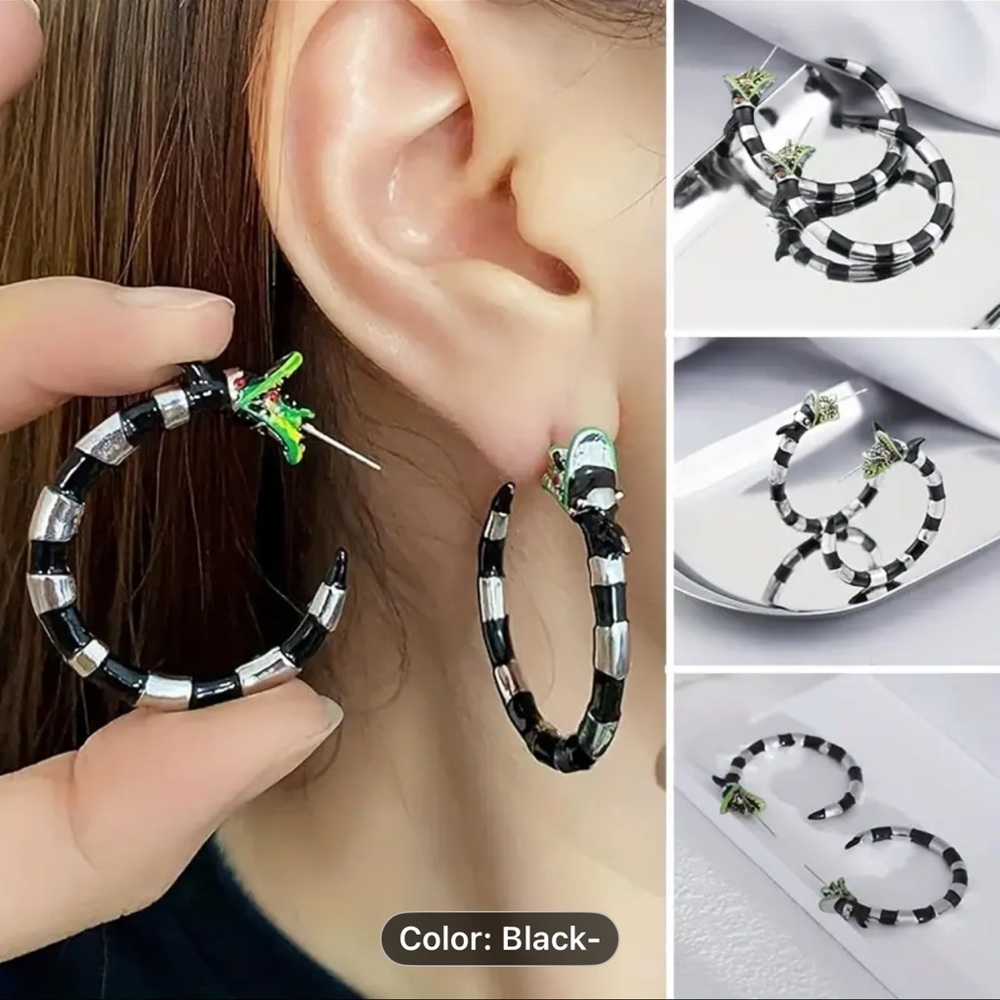 Beetlejuice earrings sandworm custom pierced brand new earring,  Halloween